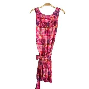 Lilly Pulitzer Pink Floral Sleeveless 100% Silk Dress Size 6 Dress Spring Resort